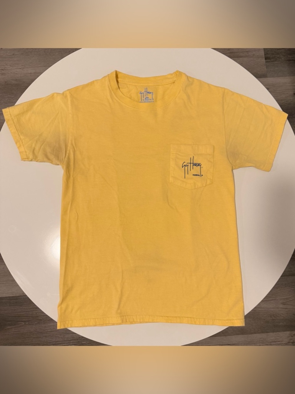 Guy Harvey Pale Yellow Logo Neck T-Shirt